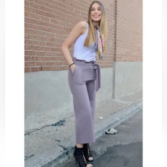 NEW Artizan Robin Barre Ivory Cropped Paper Bag Waist Pant Size 3XL (bin 1W) - Picture 2 of 5